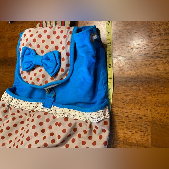 Cloth backpack. With polkadots and a bow. - Picture 7 of 13